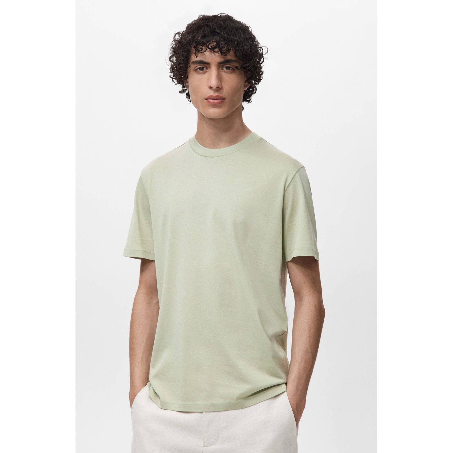 Mango Man T-shirt lichtgroen