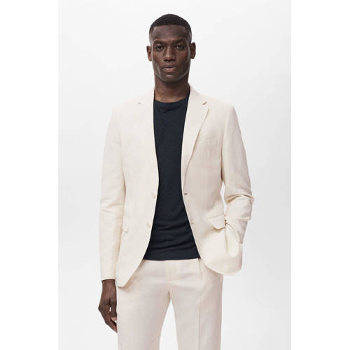 Mango Man linnen colbert ecru afbeelding