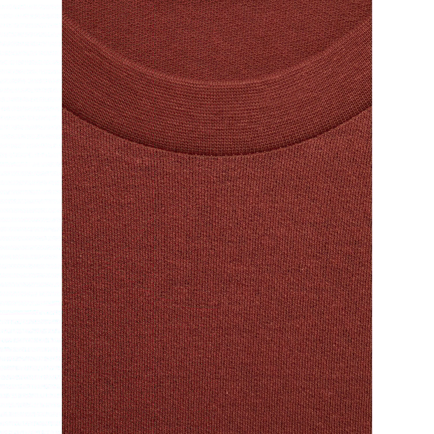 Mango Man linnen T-shirt roodbruin