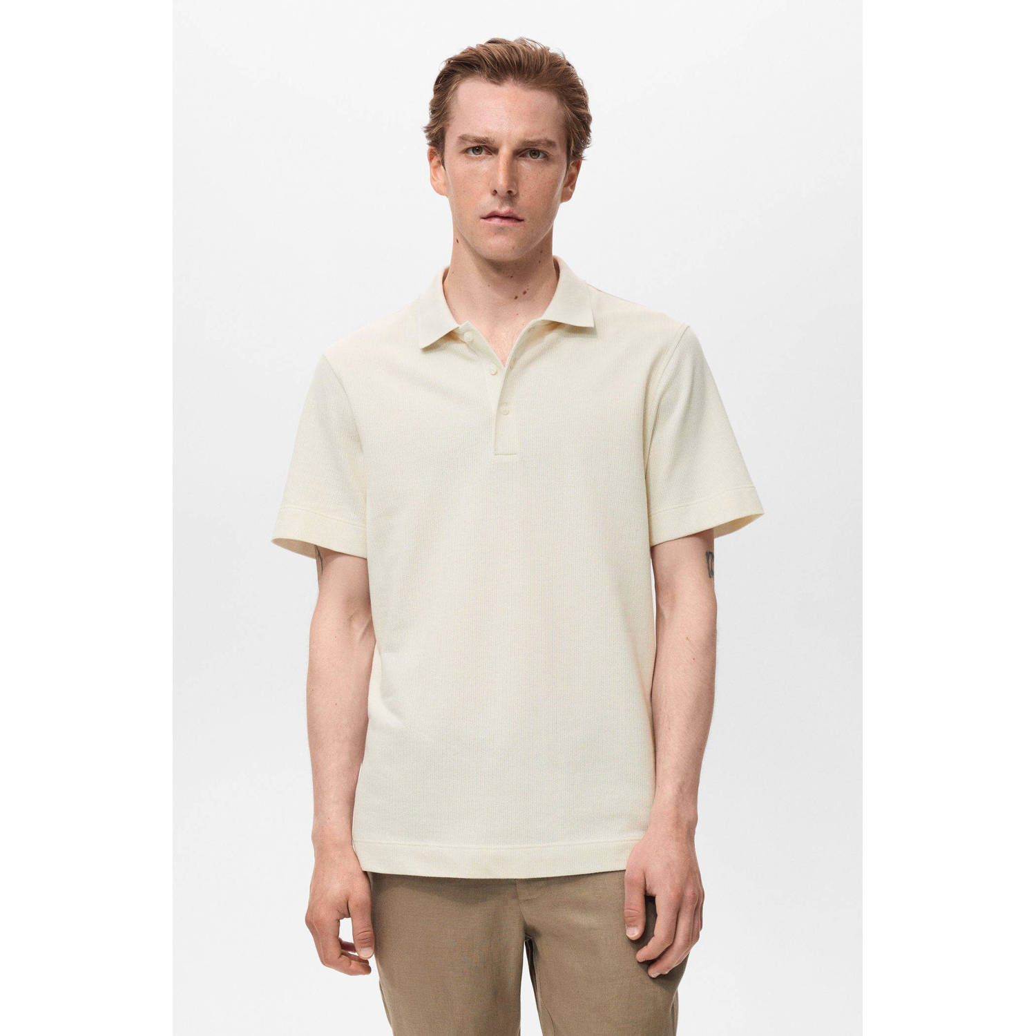 Mango Man regular polo ecru