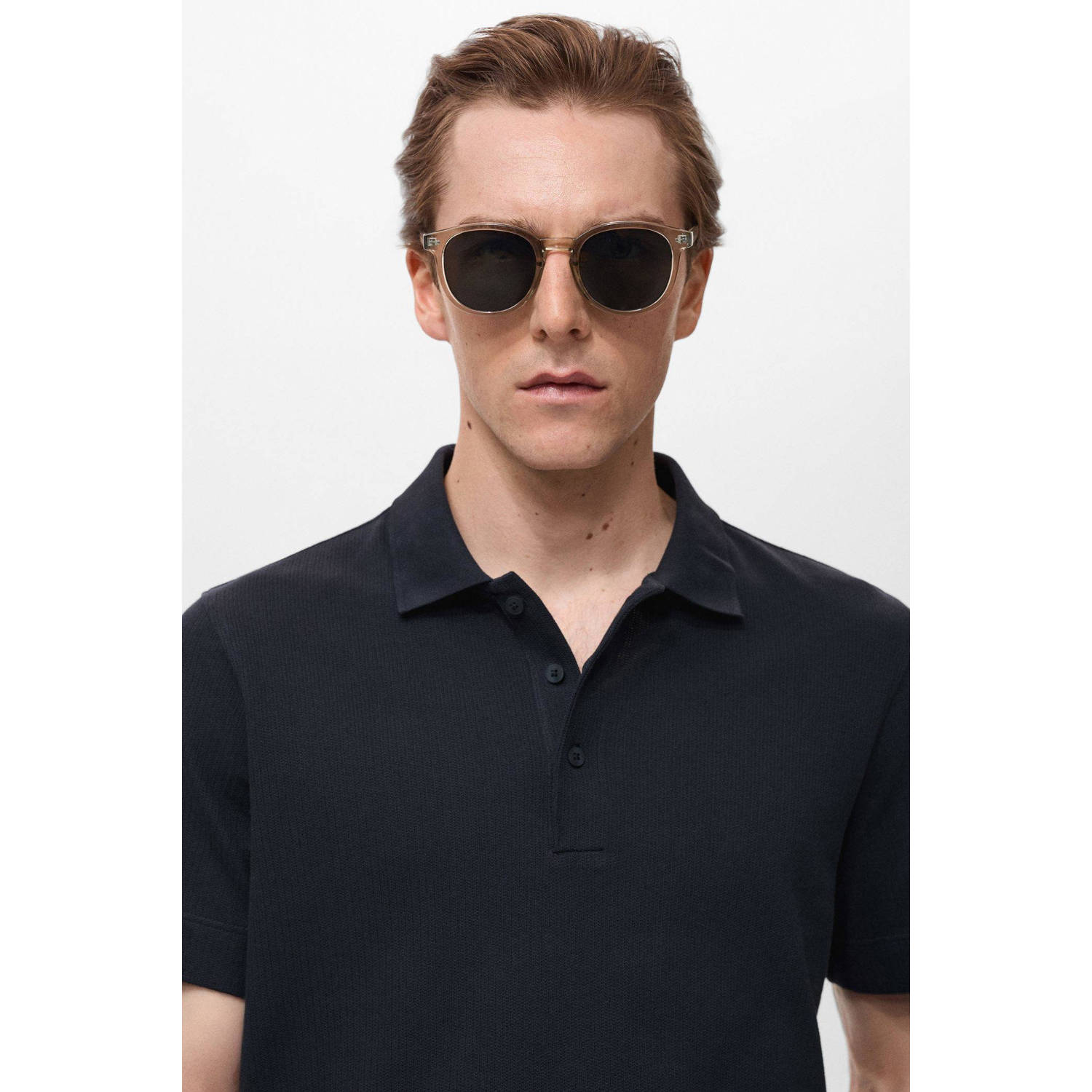 Mango Man regular polo donkerblauw