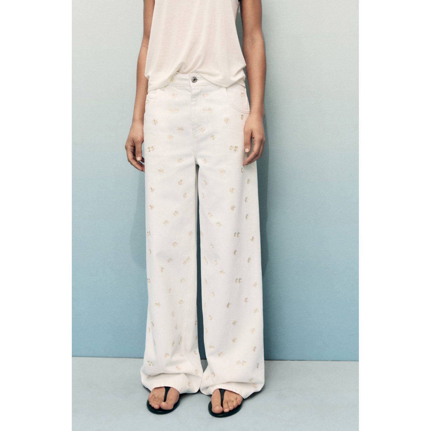 Mango wide leg jeans ecru