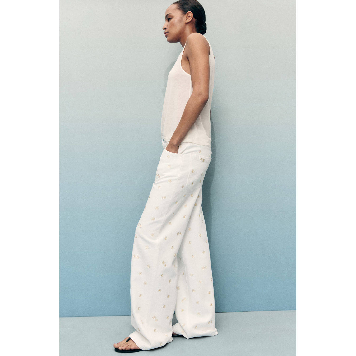 Mango wide leg jeans ecru