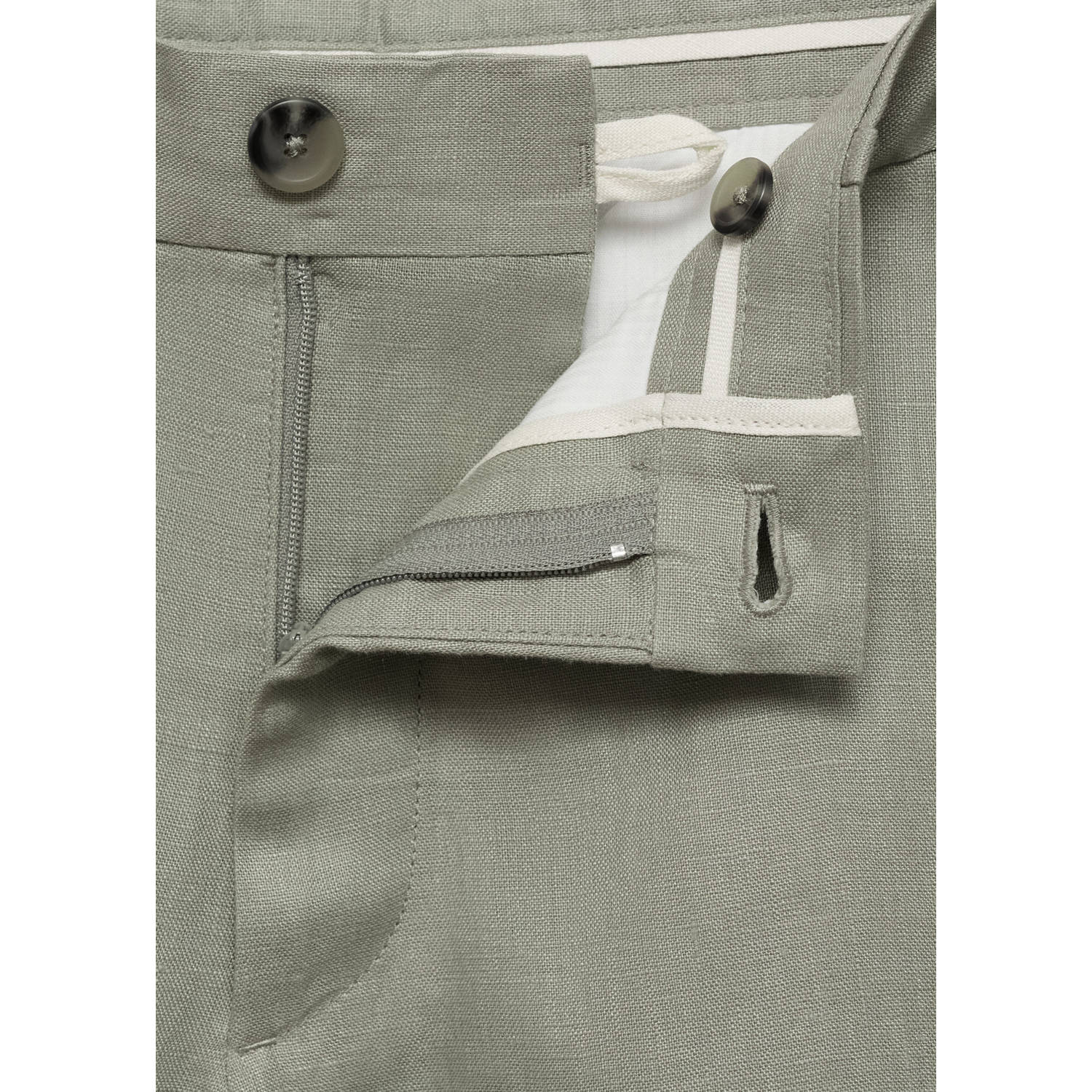 Mango Man linnen regular bermuda short groen