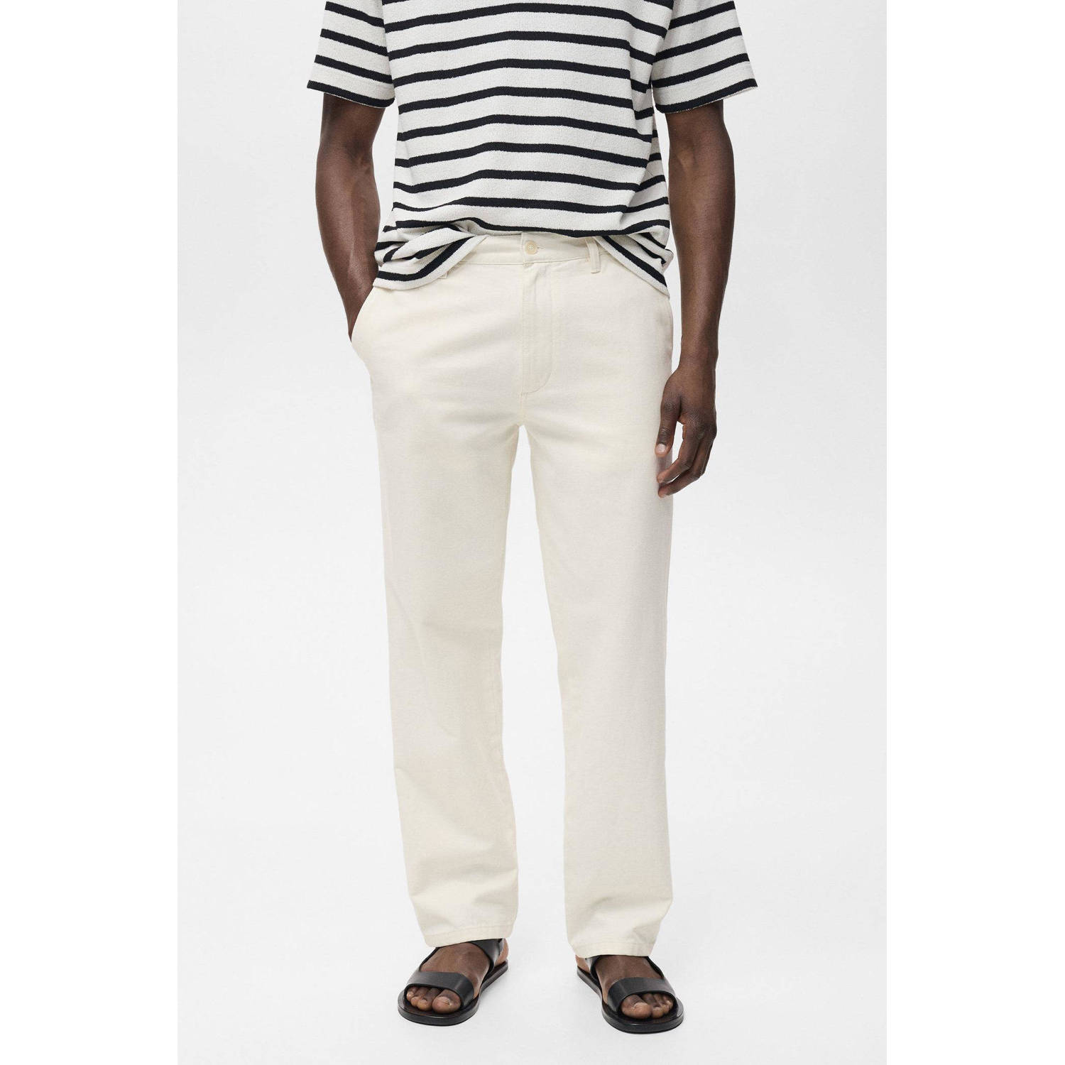 Mango Man linnen regular casual broek ecru