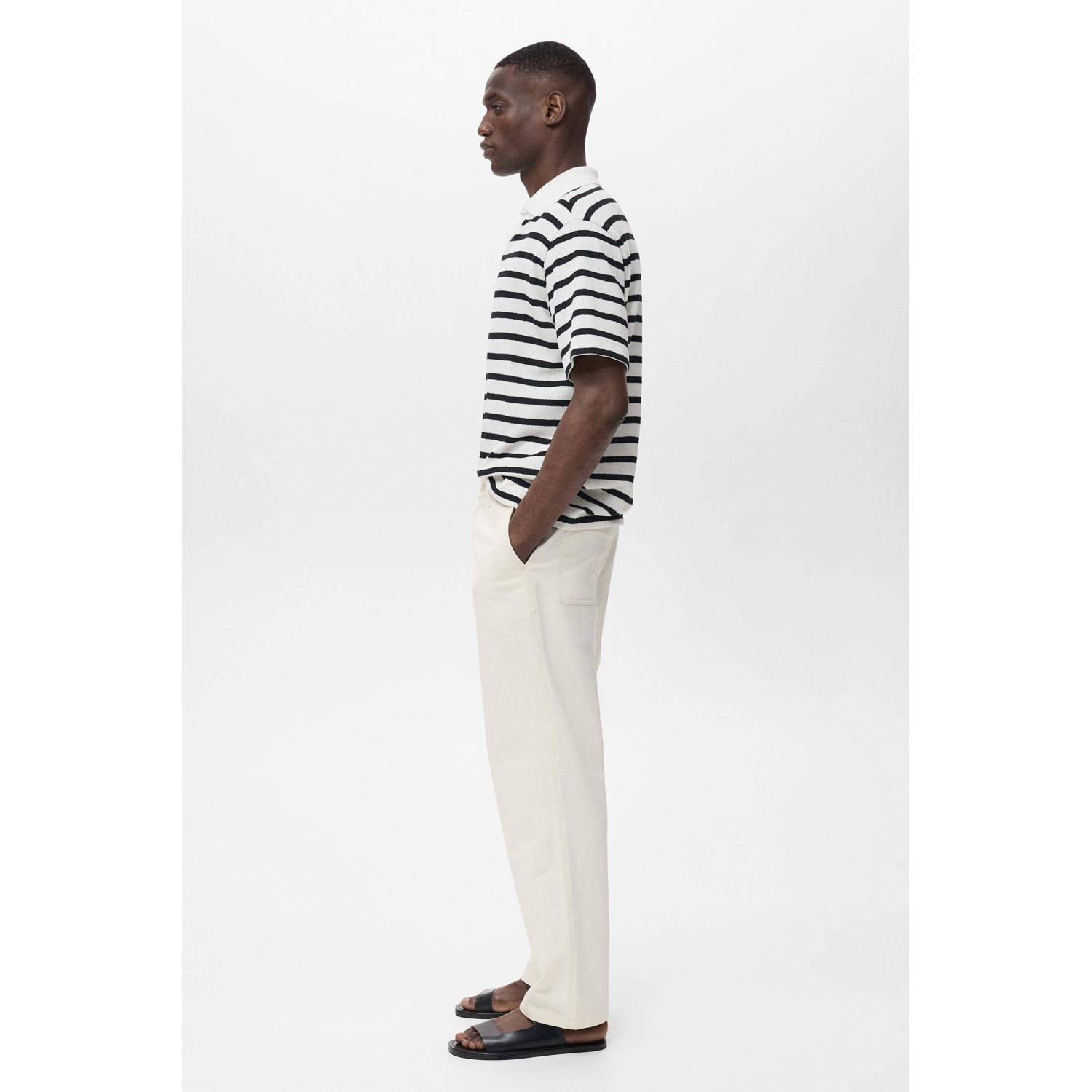 Mango Man linnen regular casual broek ecru