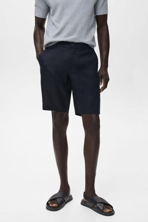 linnen regular bermuda short donkerblauw