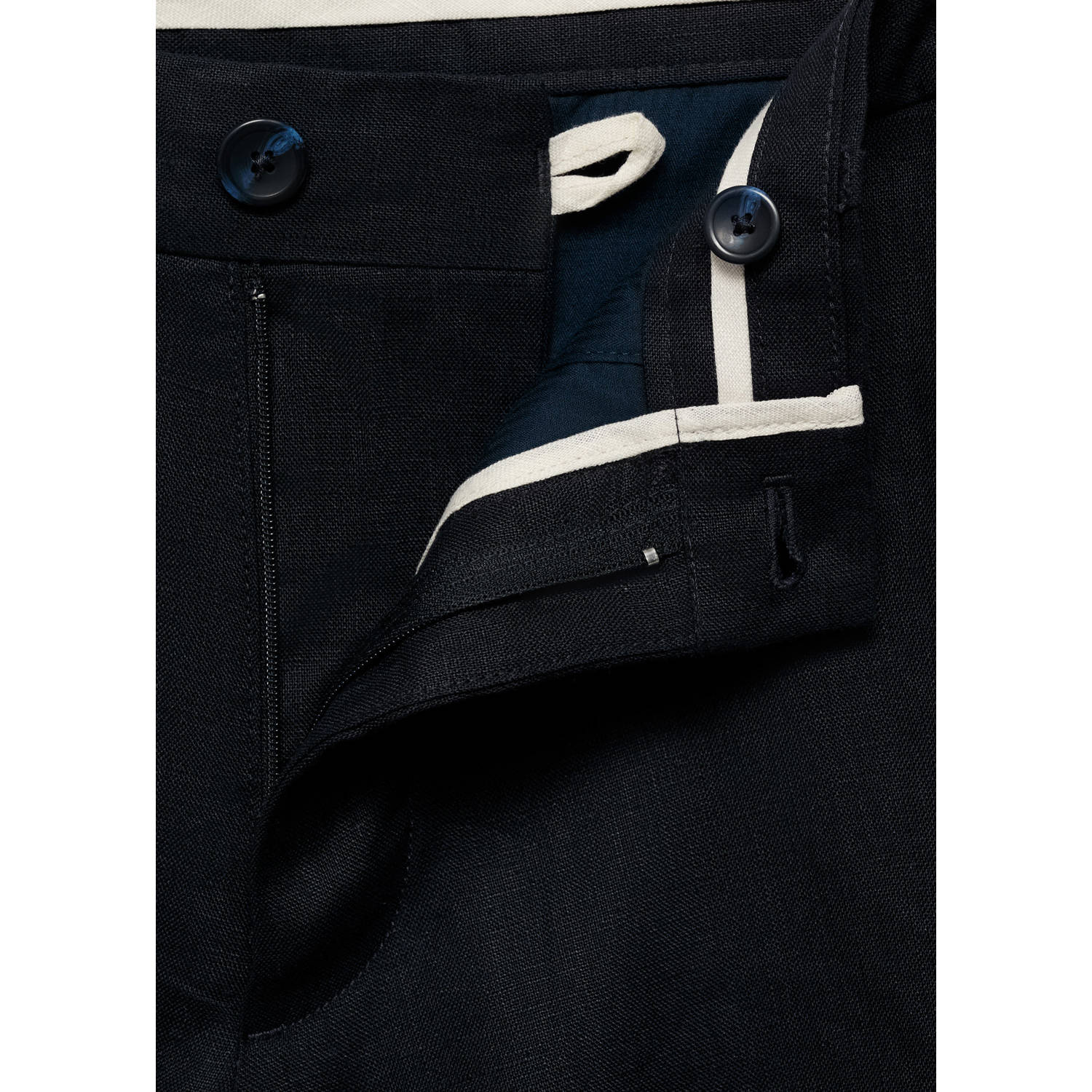 Mango Man linnen regular bermuda short donkerblauw