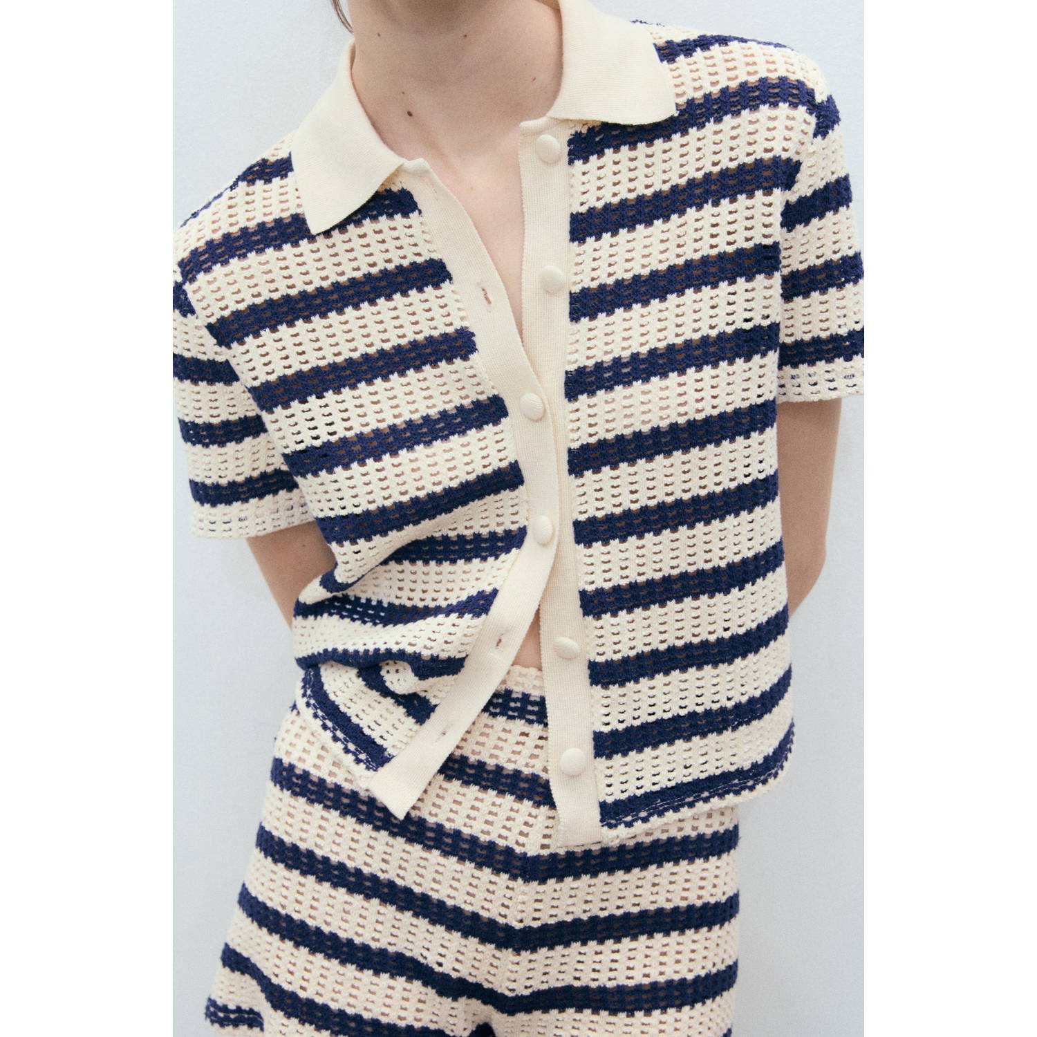Mango gebreid vest donkerblauw
