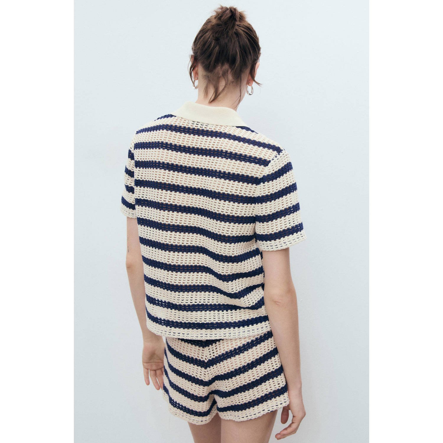 Mango gebreid vest donkerblauw
