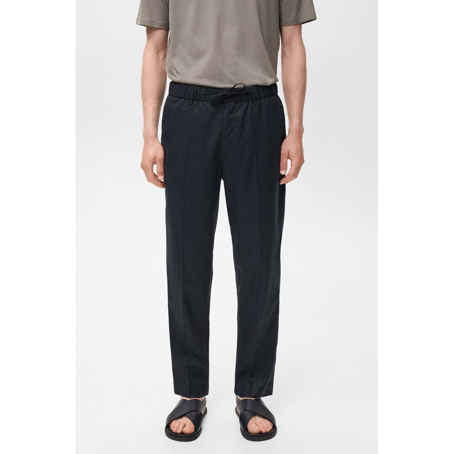 Mango Man regular casual broek donkerblauw
