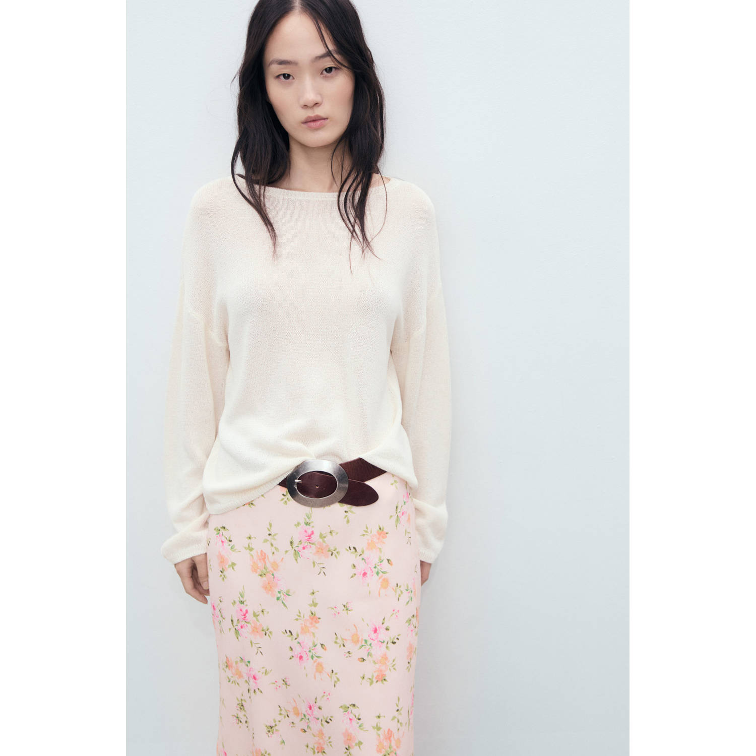 Mango maxi rok lichtroze