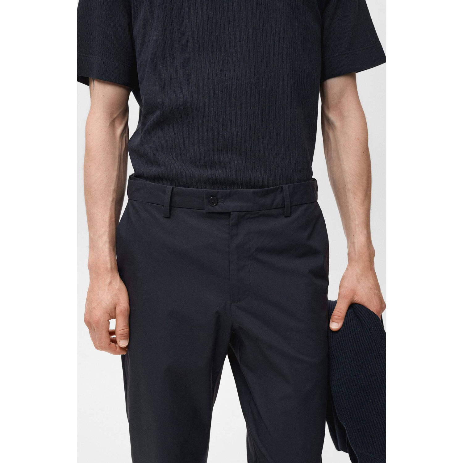 Mango Man slim casual broek donkerblauw