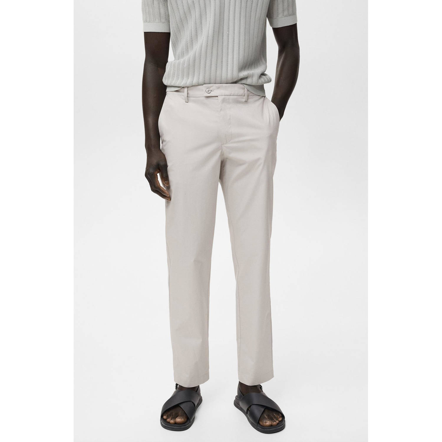 Mango Man slim casual broek ecru