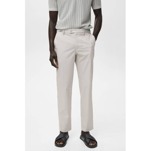 Mango Man slim casual broek ecru afbeelding