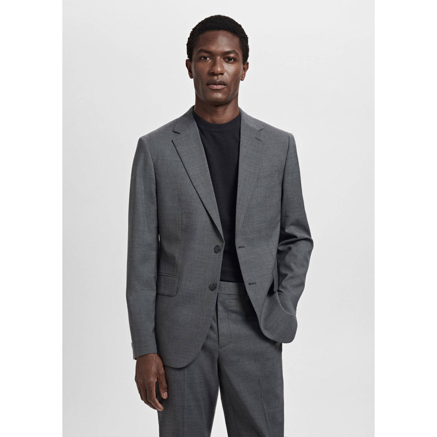 Mango Man wollen colbert grijs