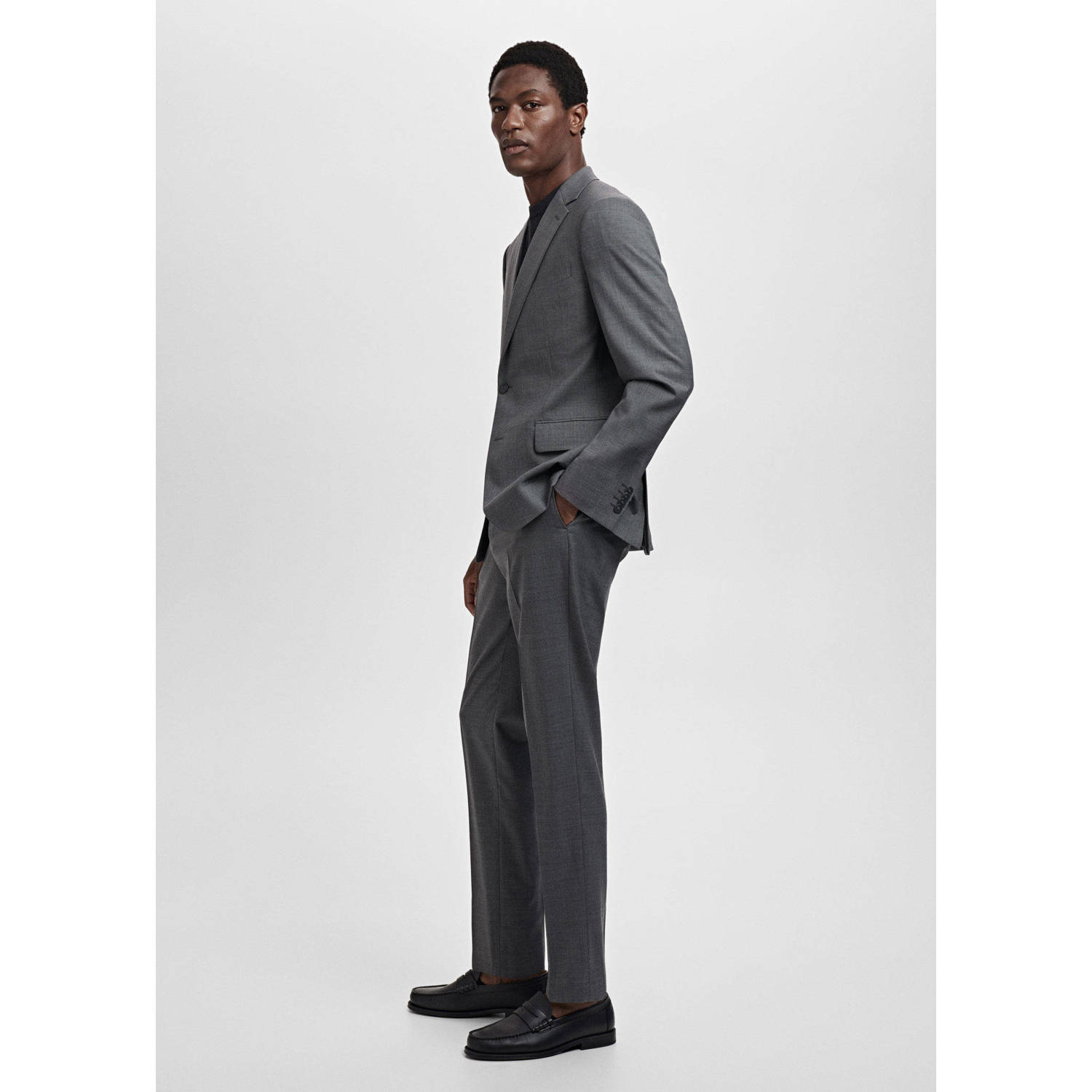 Mango Man wollen colbert grijs