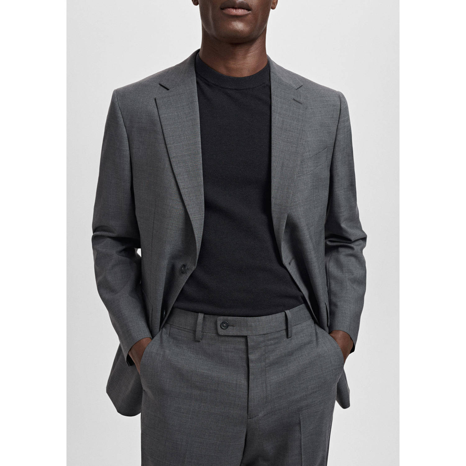 Mango Man wollen colbert grijs