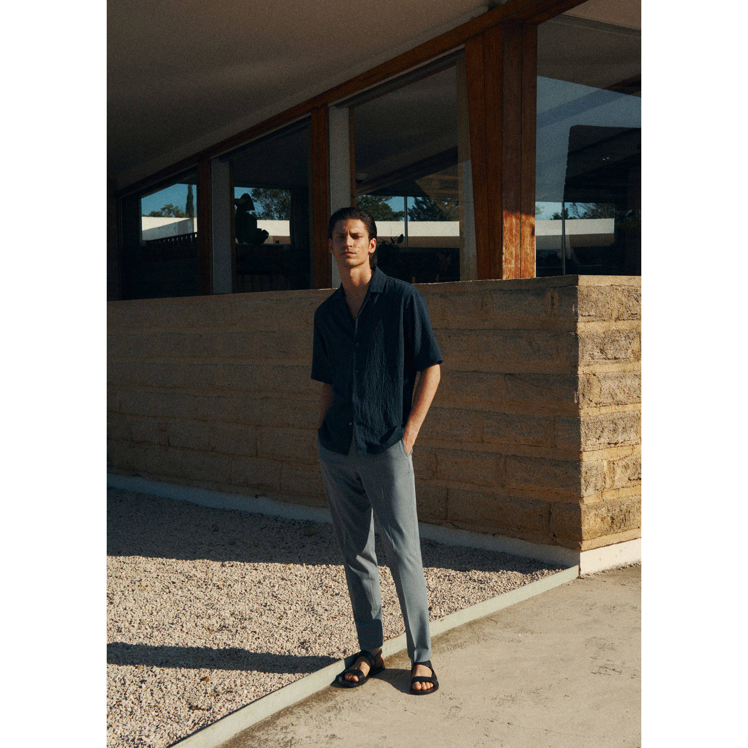 Mango Man slim pantalon turquoise