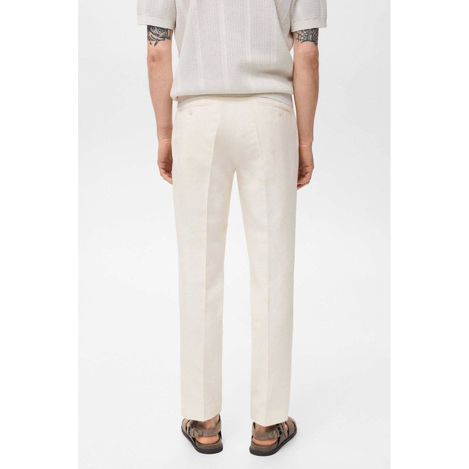 Mango Man linnen slim pantalon ecru