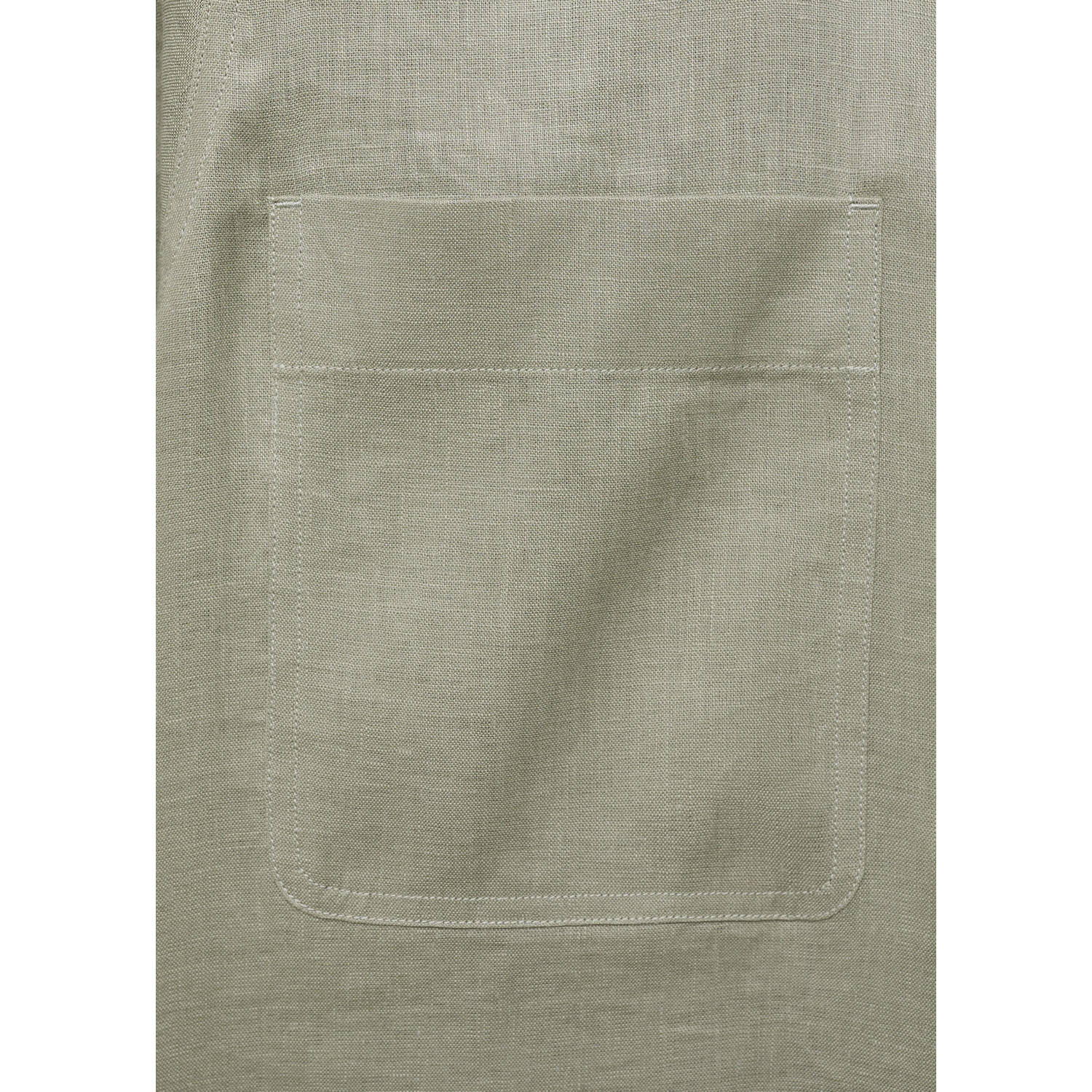 Mango Man linnen overshirt grijsgroen