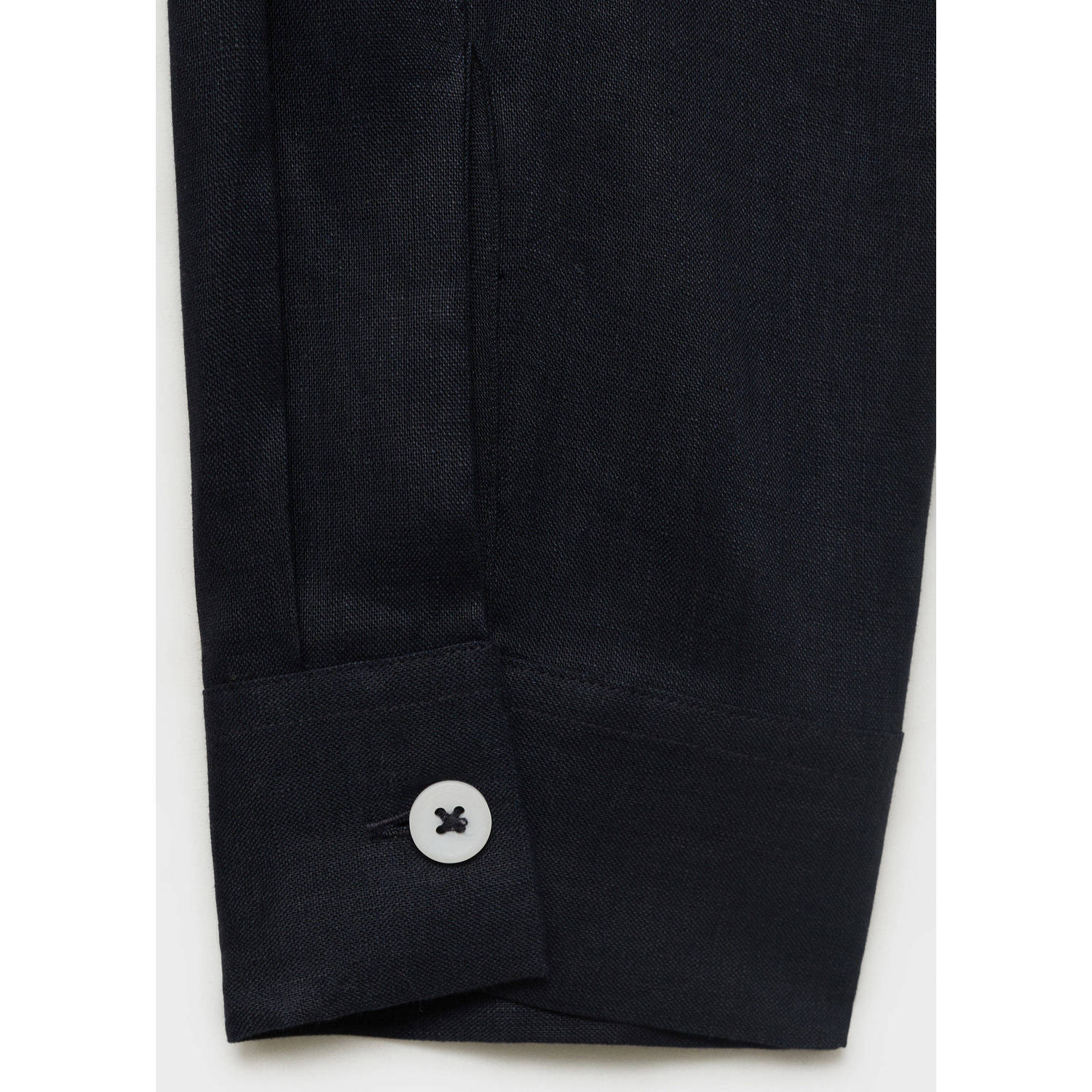 Mango Man linnen overshirt donkerblauw