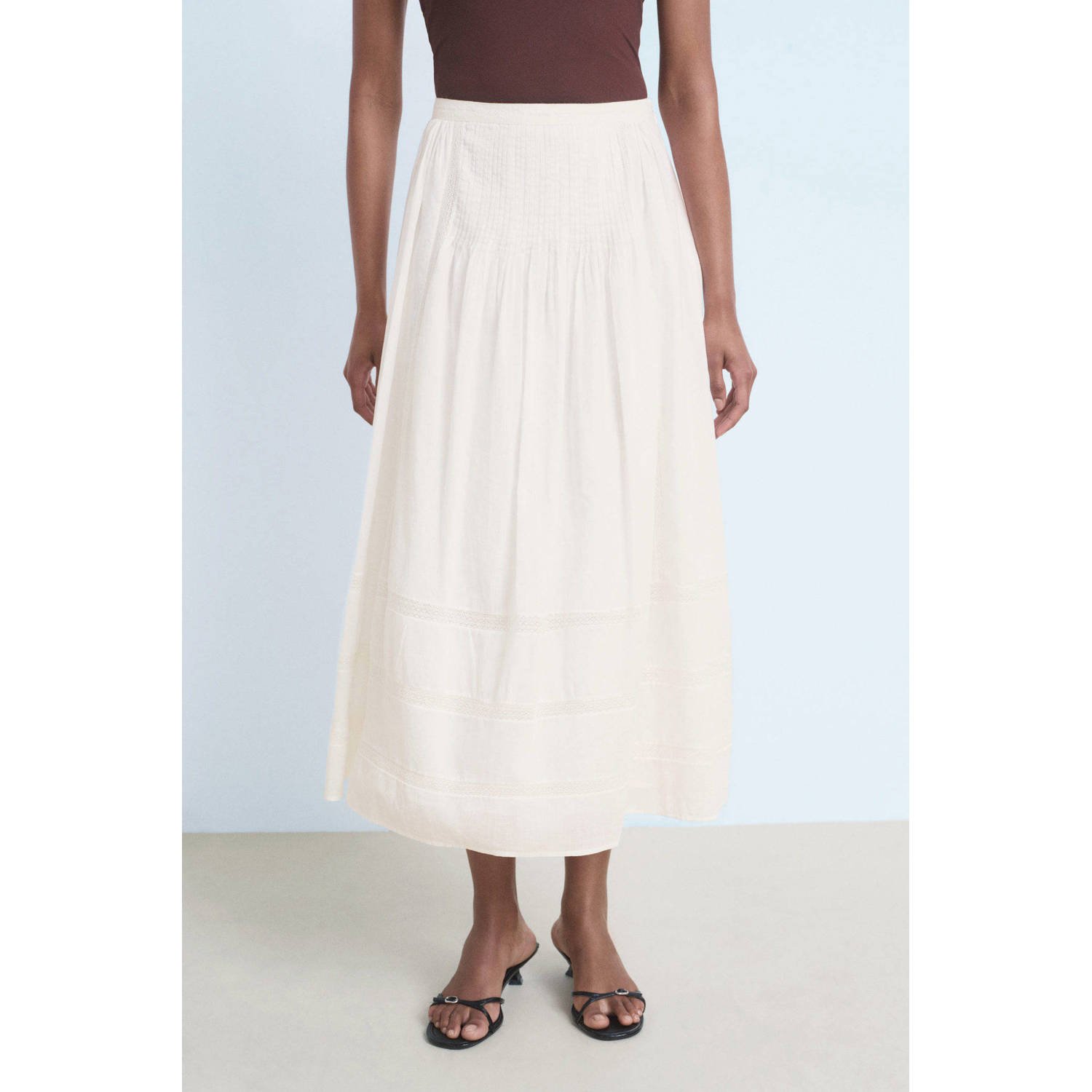 Mango midi rok ecru
