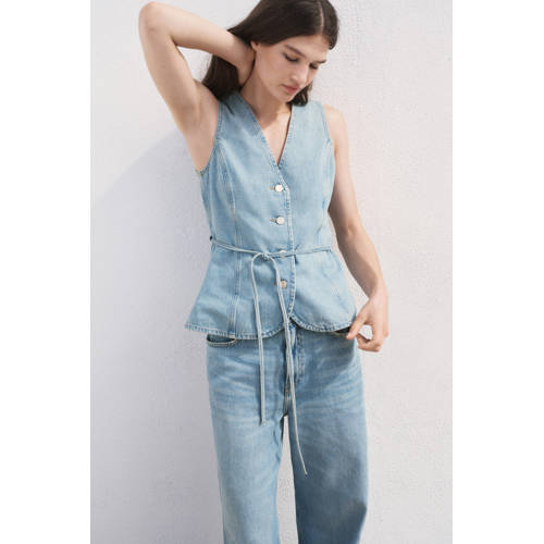 Mango denim gilet light blue denim afbeelding