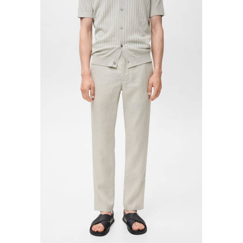 Mango Man linnen slim casual broek ecru afbeelding