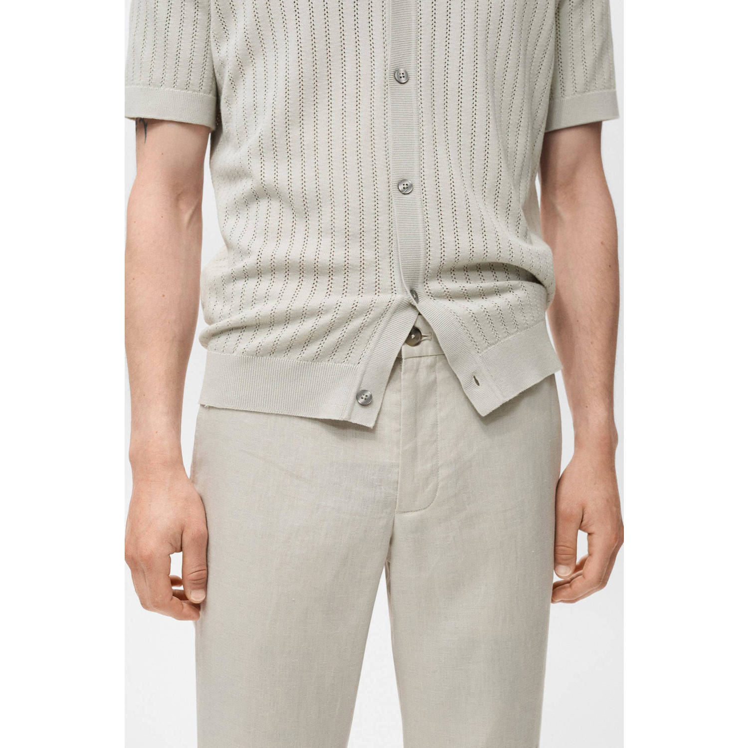 Mango Man linnen slim casual broek ecru