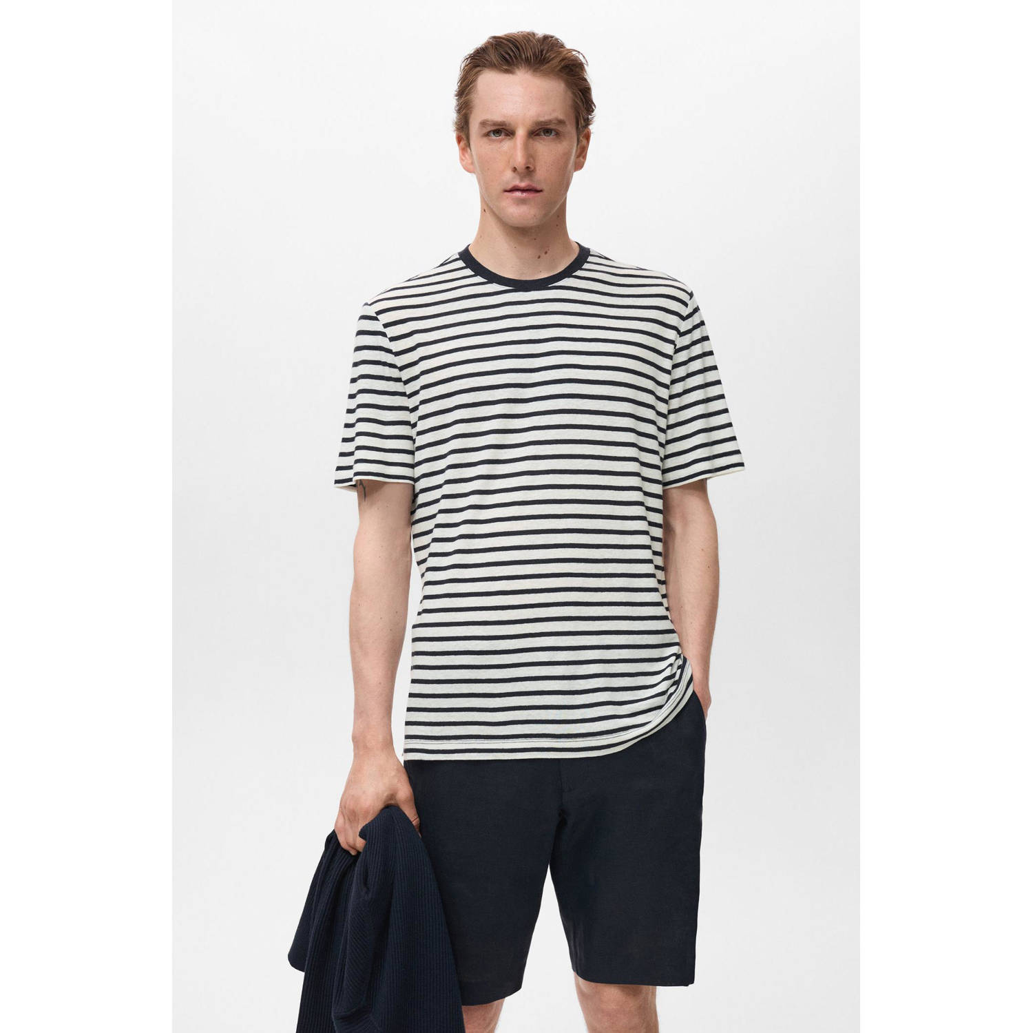 Mango Man linnen T-shirt multi
