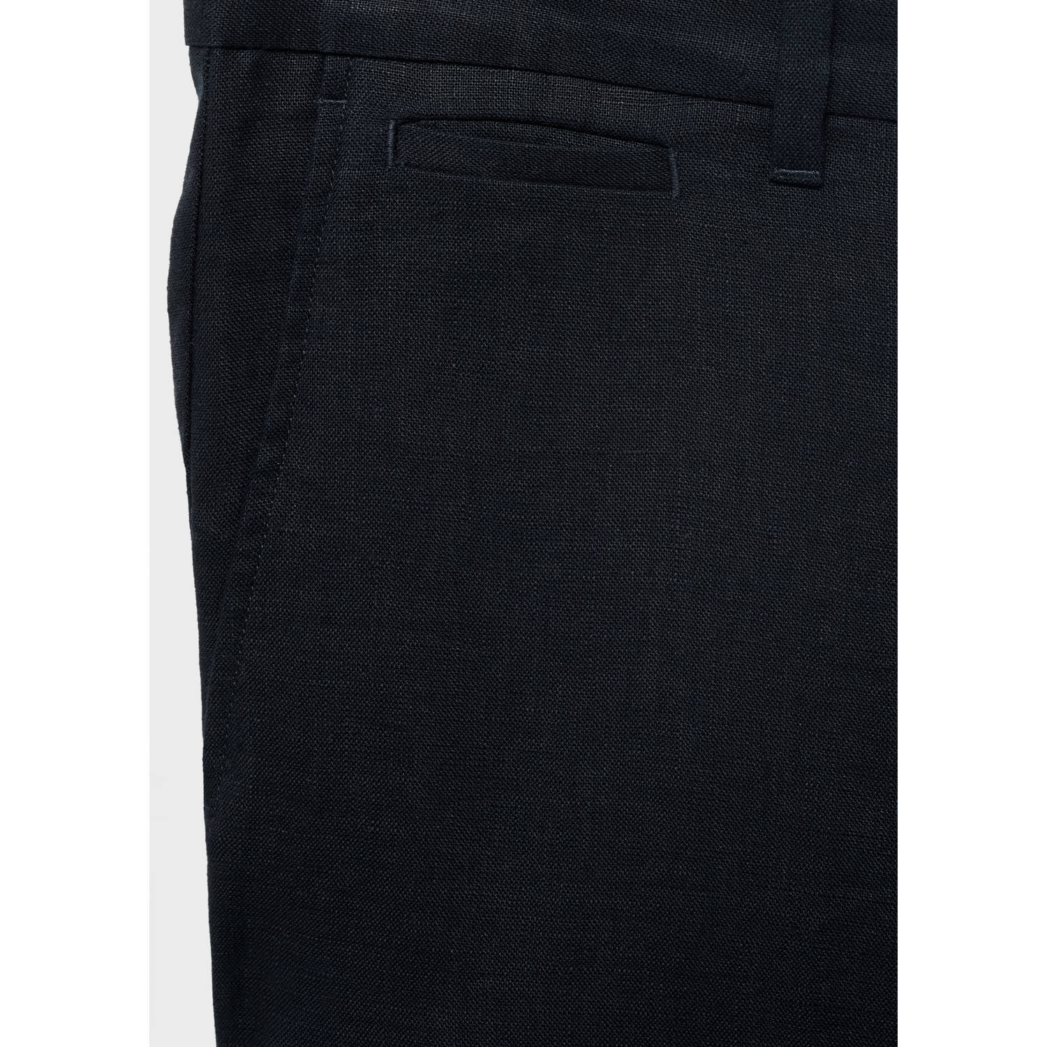 Mango Man linnen slim casual broek donkerblauw
