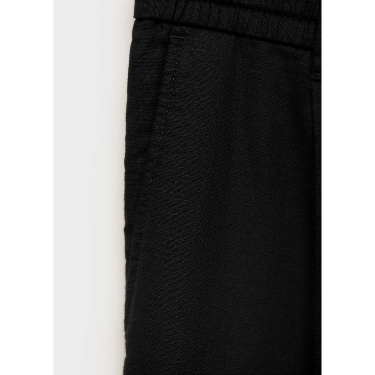 Mango Man linnen slim casual broek zwart