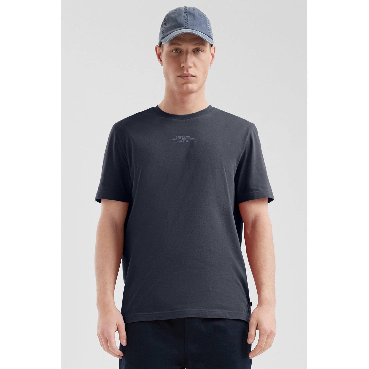 Q S by s.Oliver regular T-shirt donkerblauw