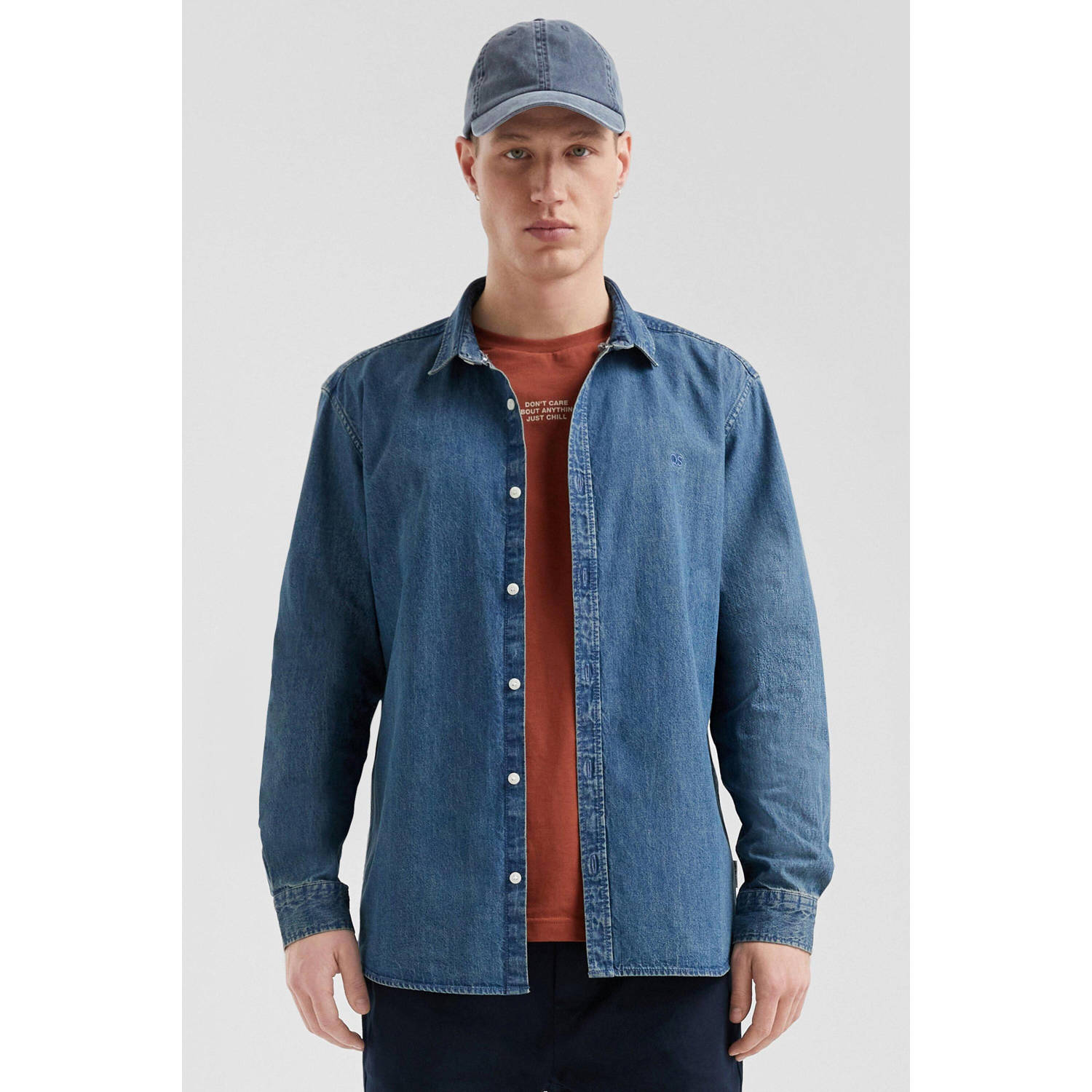 Q S by s.Oliver casual overhemd blauw