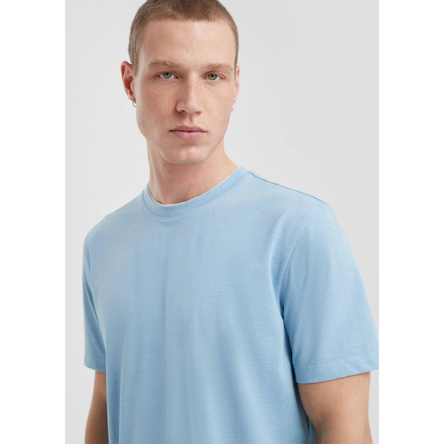 Q S by s.Oliver regular T-shirt lichtblauw