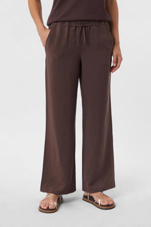 wide leg regular waist casual broek bruin