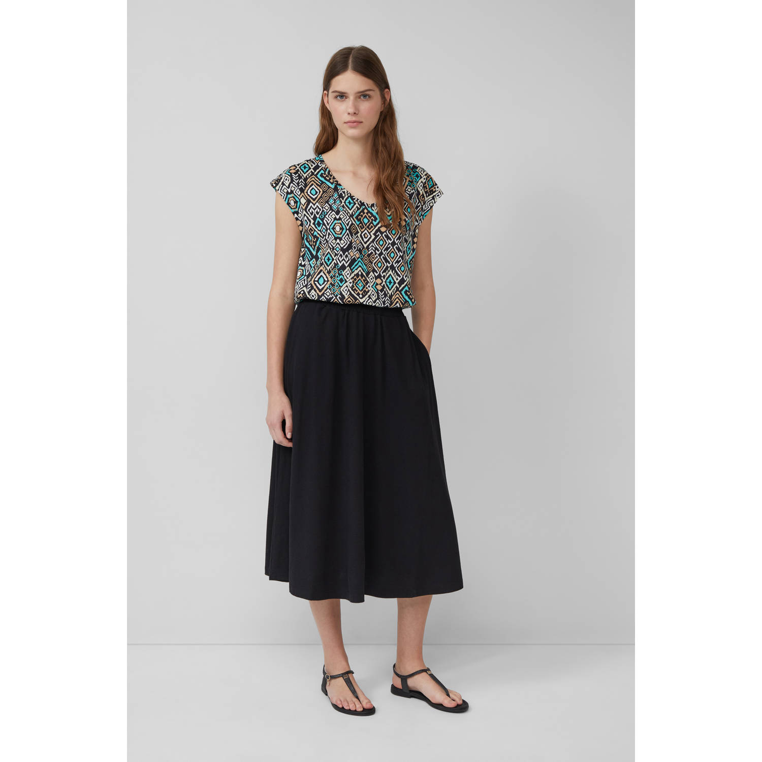 s.Oliver midi rok zwart