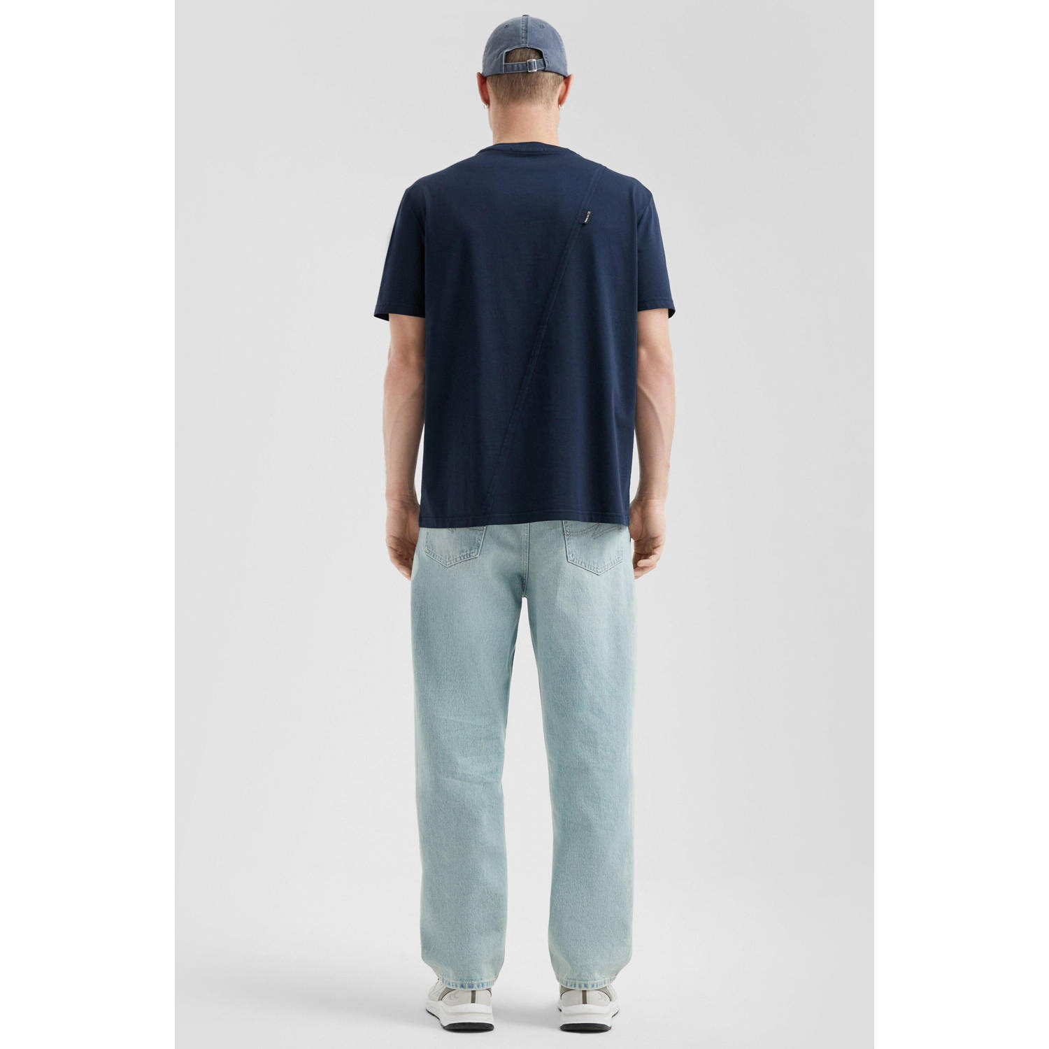 Q S by s.Oliver regular T-shirt donkerblauw