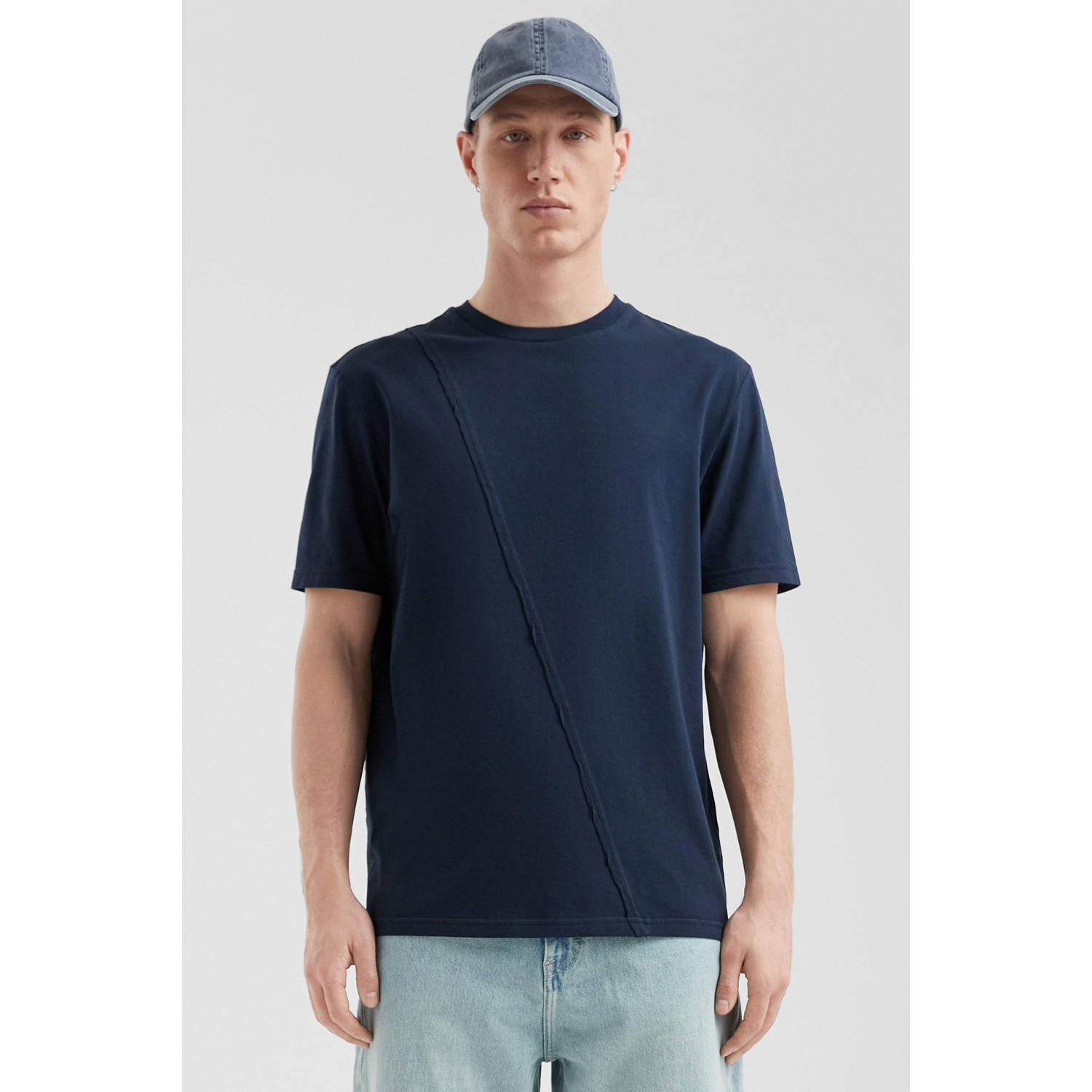 Q S by s.Oliver regular T-shirt donkerblauw