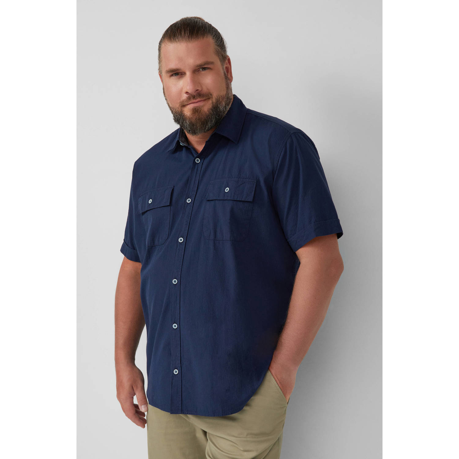 S.Oliver Big Size regular overhemd donkerblauw