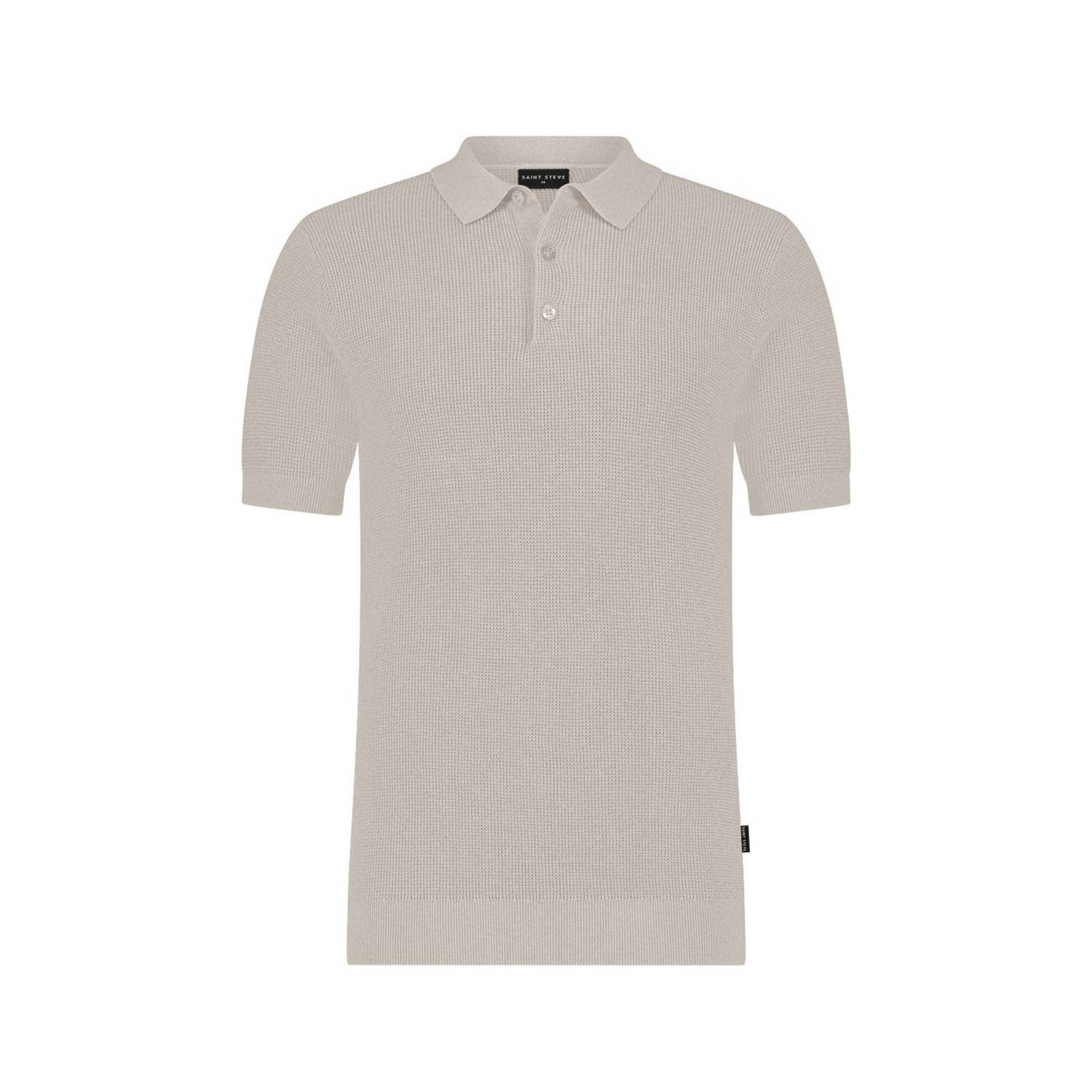 Saint Steve regular polo gebreid beige