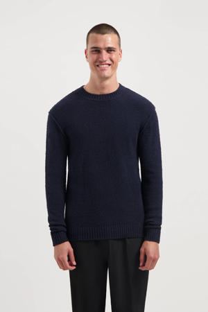 bouclé gebreide trui ALLARD donkerblauw