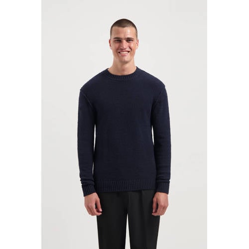 Saint Steve bouclé gebreide trui ALLARD donkerblauw afbeelding