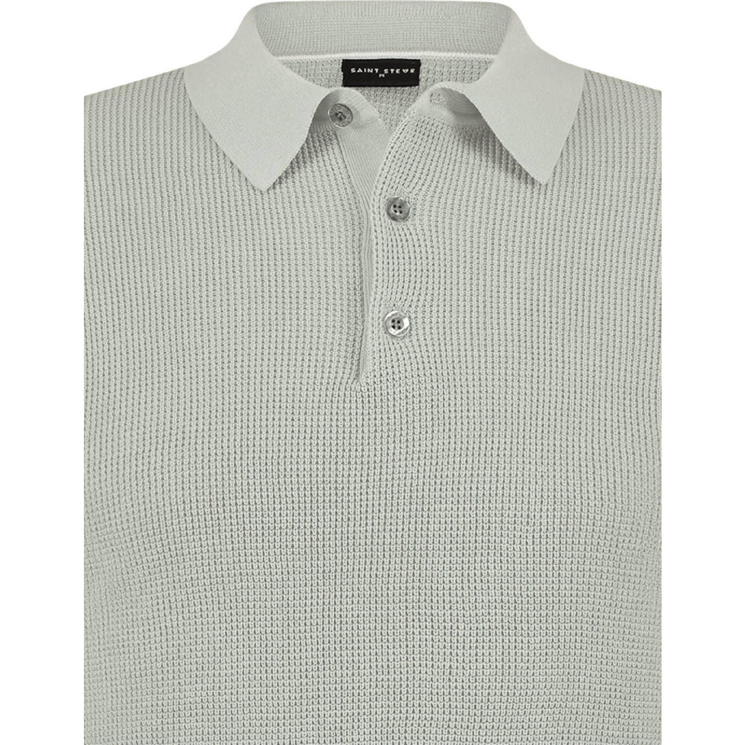 Saint Steve regular polo gebreid grijsgroen