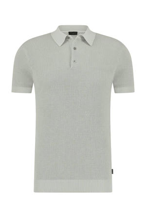 regular polo gebreid grijsgroen