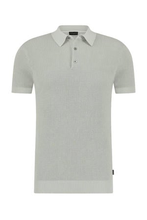 regular polo gebreid grijsgroen