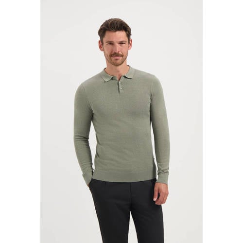 Saint Steve slim polo fijn gebreid groen afbeelding