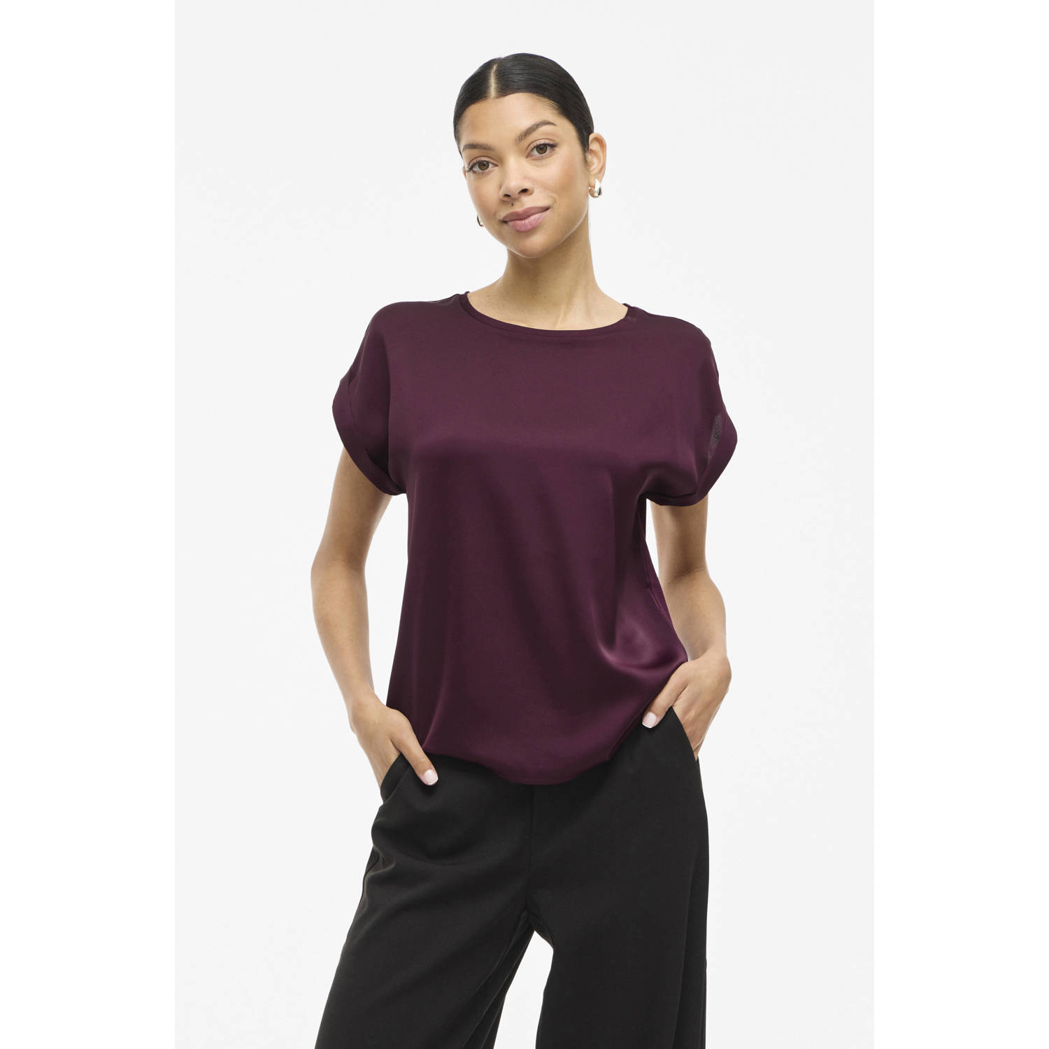 Vila Shirt met korte mouwen VIELLETTE S S SATIN TOP NOOS