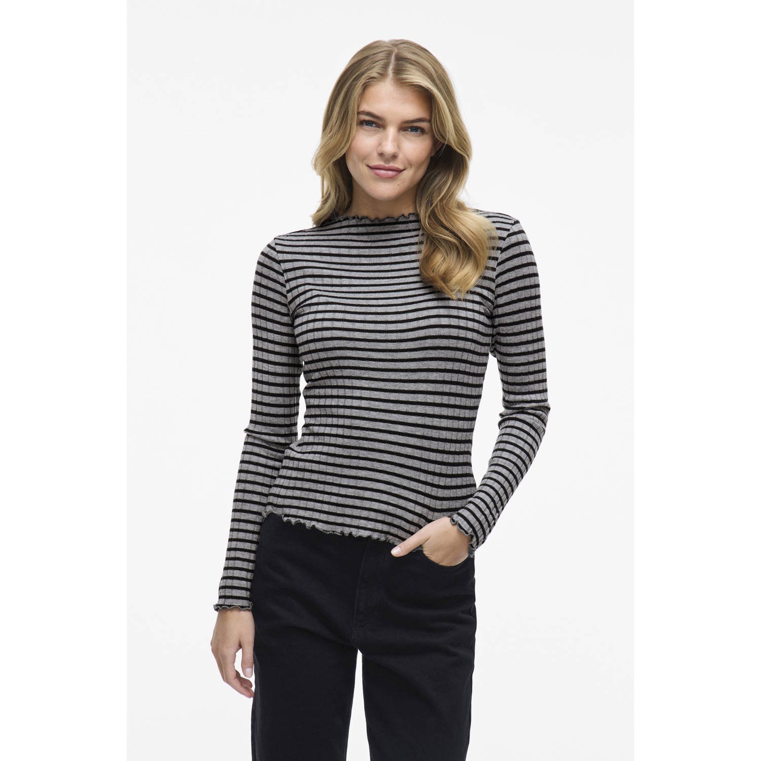 VILA top zwart rib gebreid